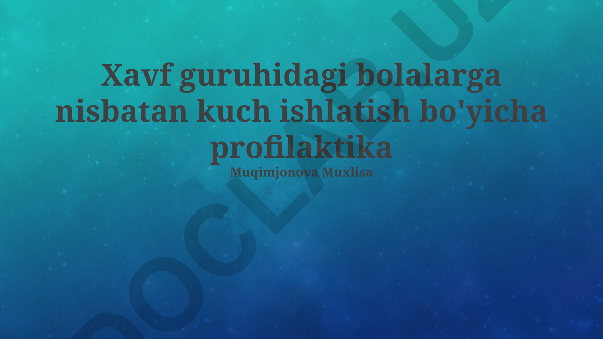 Xavf guruhidagi bolalarga nisbatan kuch ishlatish bo'yicha profilaktika