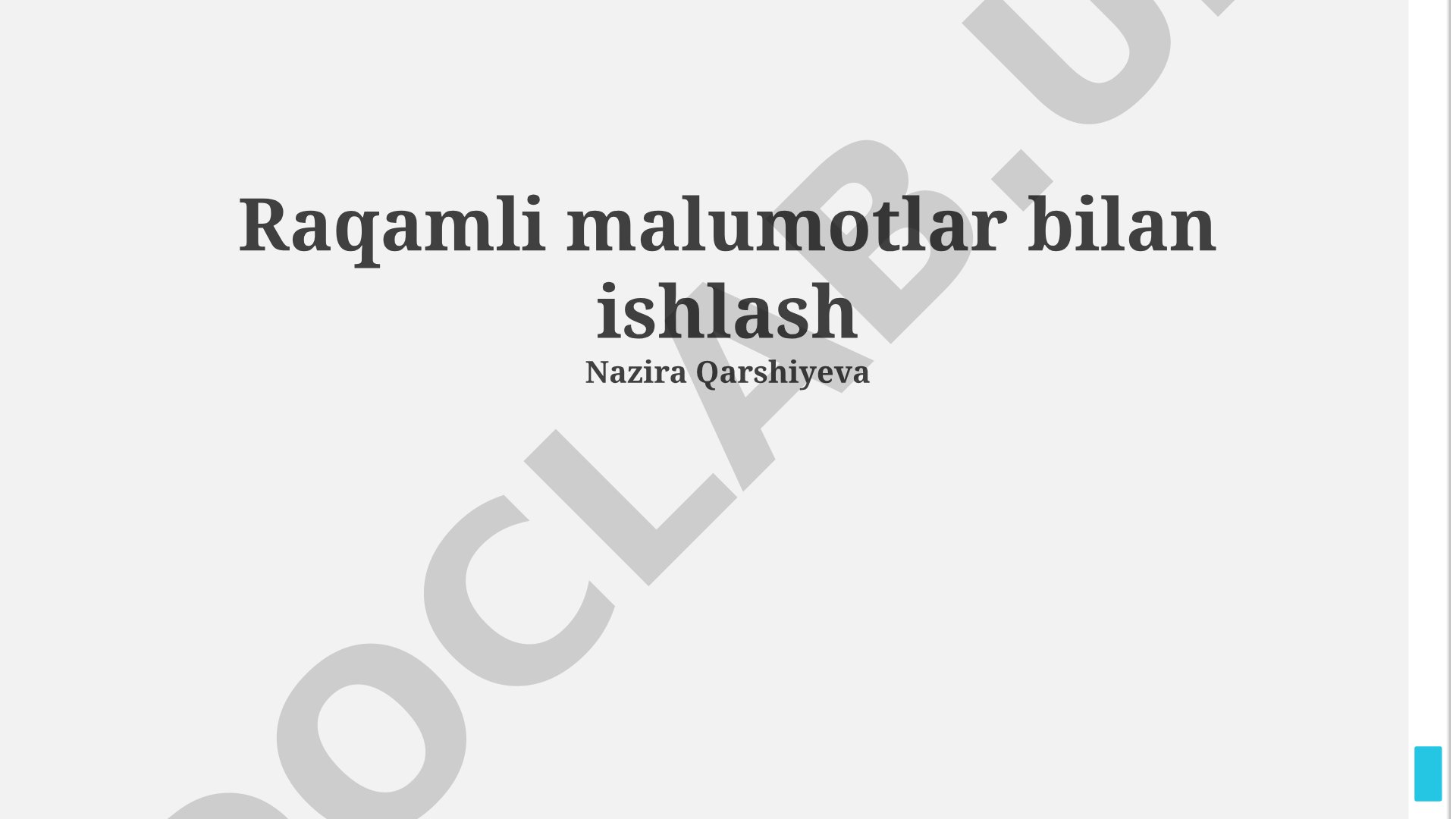 Raqamli ma'lumotlar bilan ishlash asoslari