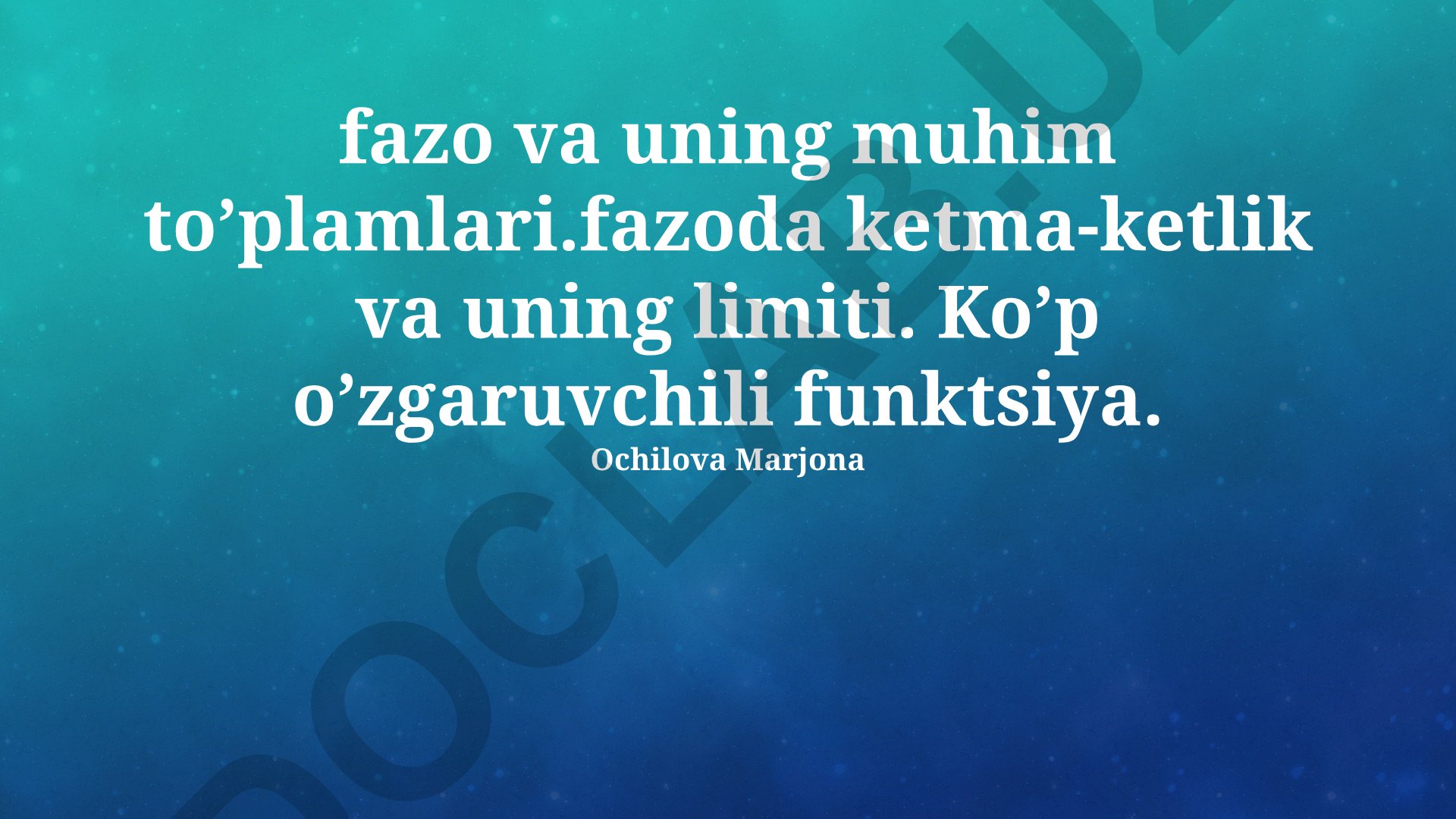 Kosmos va ko'p o'zgaruvchili funksiyalar