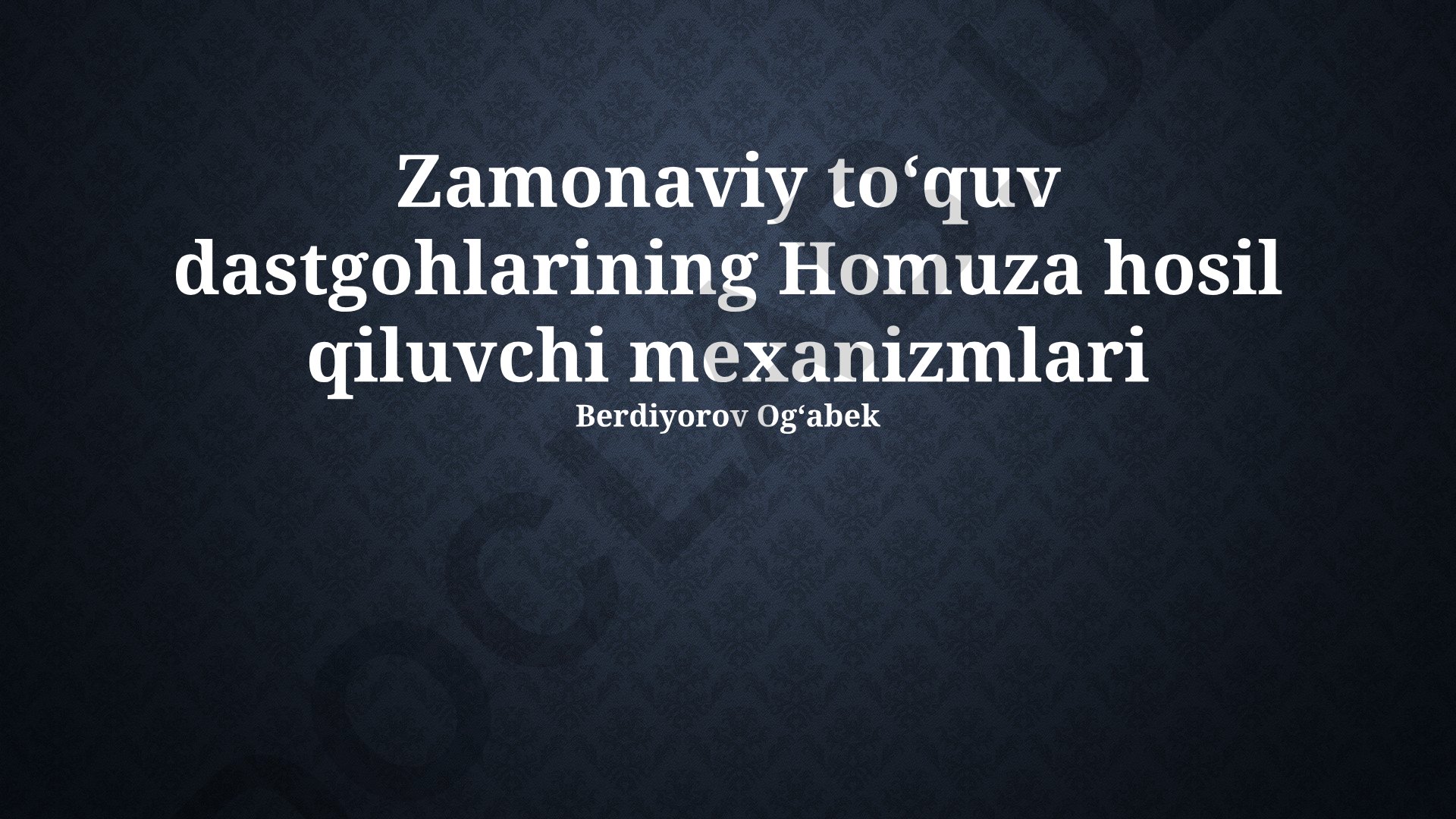 Zamonaviy toʻquv dastgohlarining Homuza hosil qiluvchi mexanizmlari