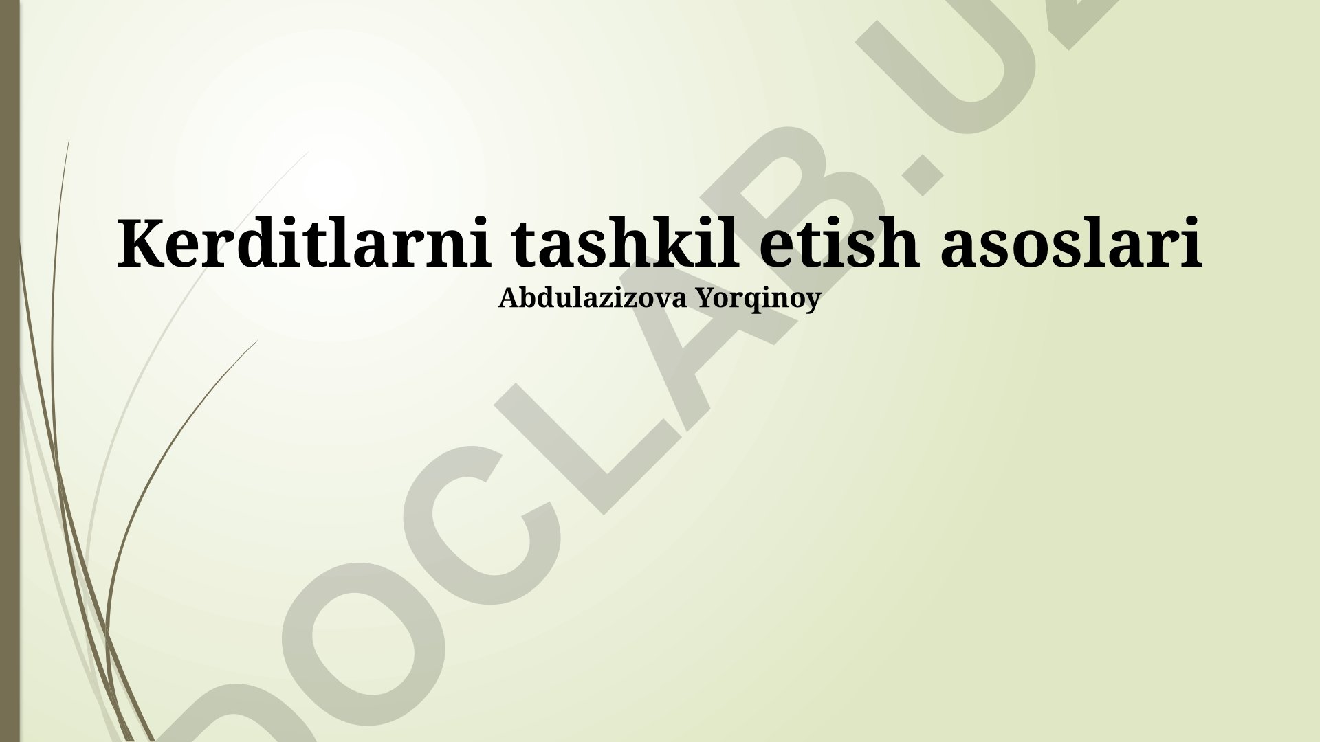 Kreditlarni tashkil etish asoslari