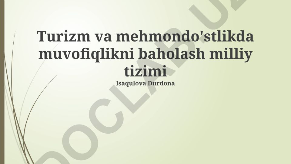 Turizm va mehmondo'stlikda muvofiqlikni baholash milliy tizimi