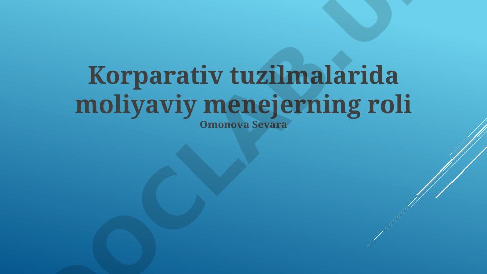 Korporativ tuzilmalarda moliyaviy menejerning roli