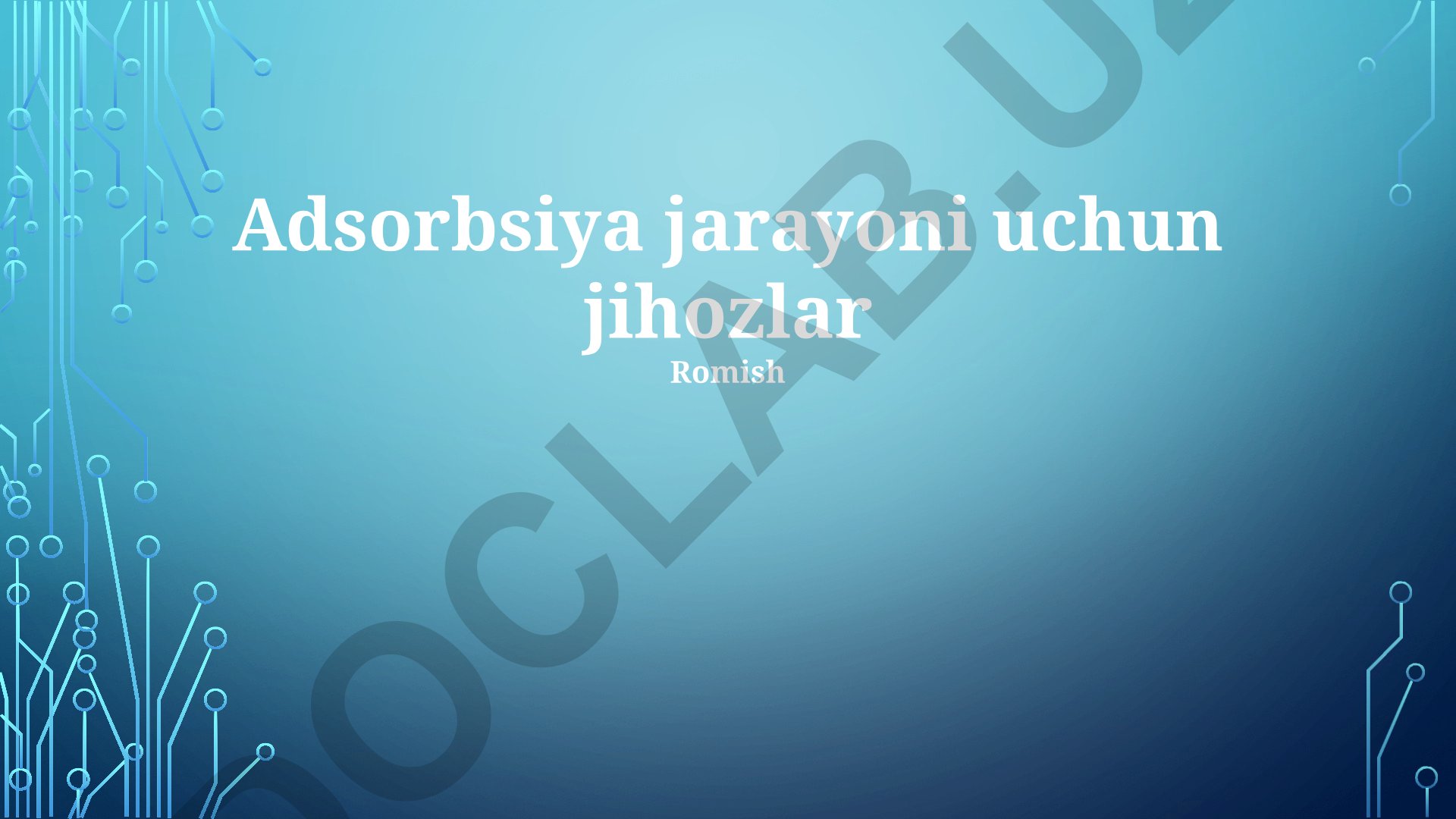 Adsorbsiya jarayoni uchun jihozlar va optimallashtirish