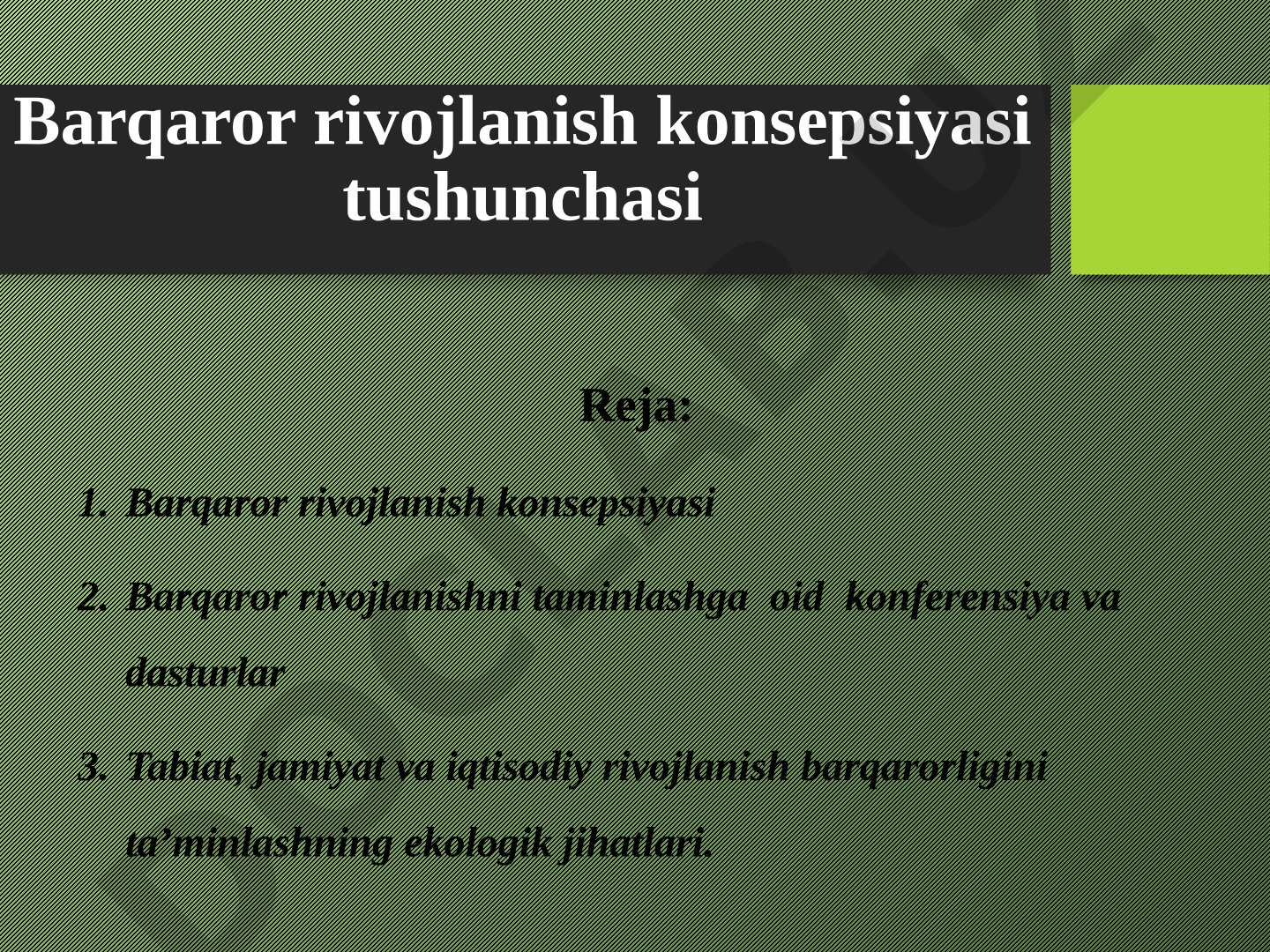 Barqaror rivojlanish konsepsiyasi tushunchasi