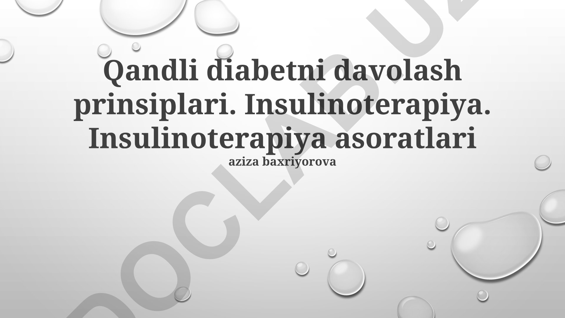 Qandli diabetni davolash prinsiplari va insulinoterapiya