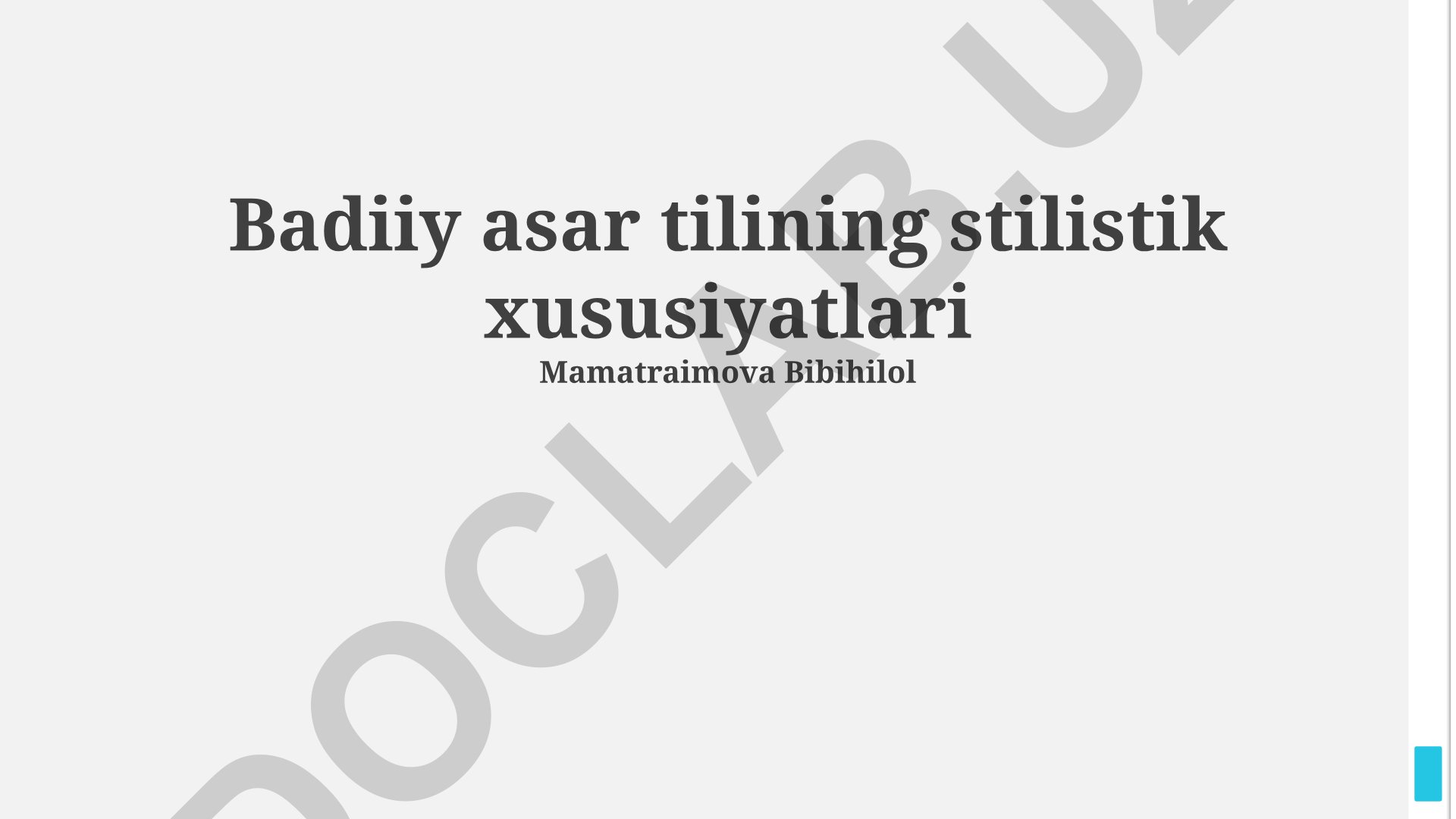 Badiiy asar tilining stilistik xususiyatlari