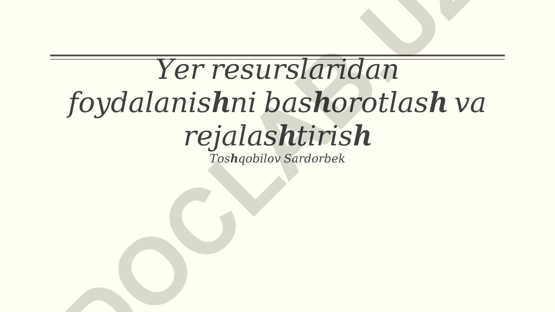 Yer resurslaridan foydalanishni bashoratlashtirish va rejalashtirish