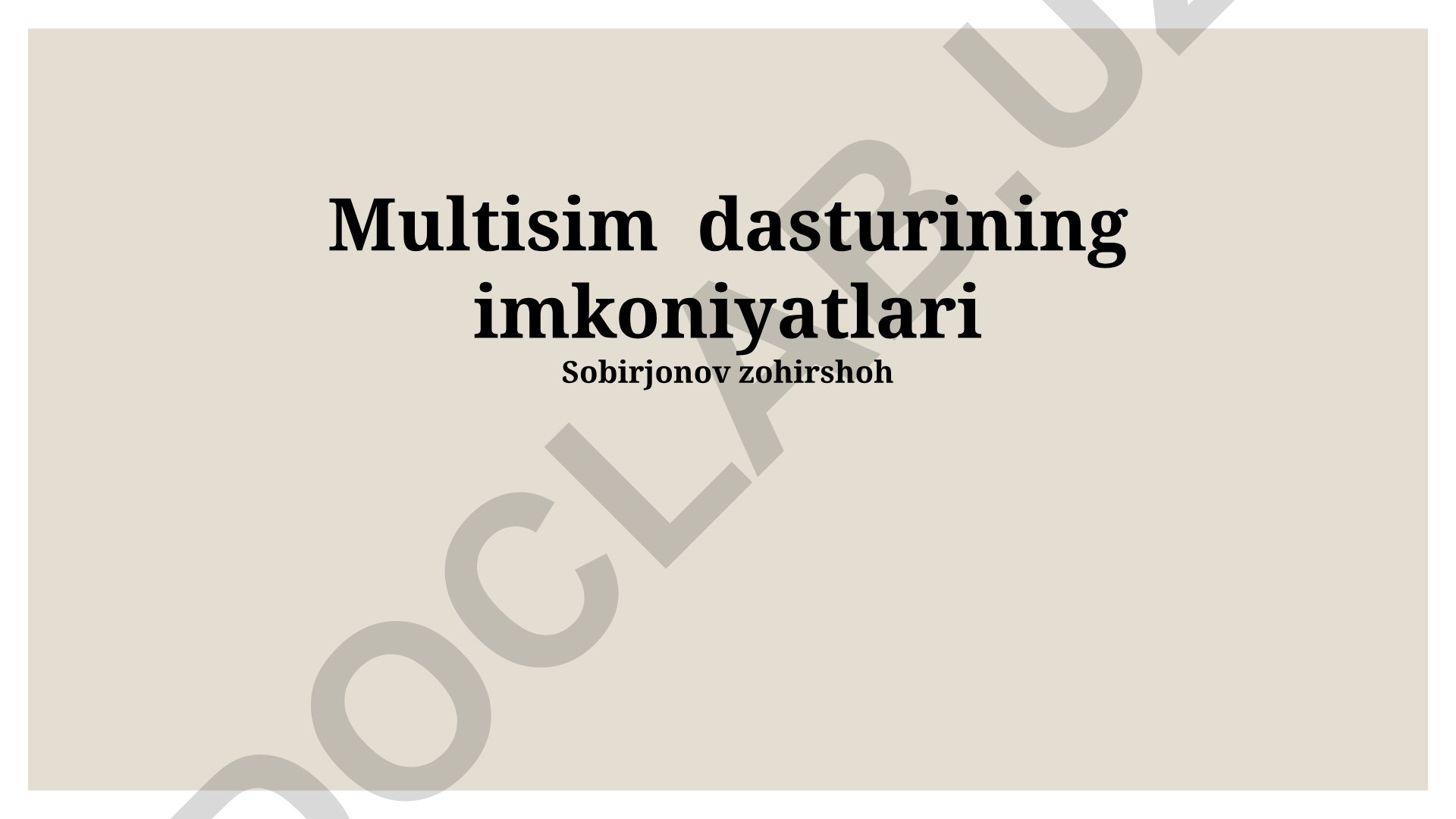 Multisim dasturining imkoniyatlari va sxema simulyatsiyasi