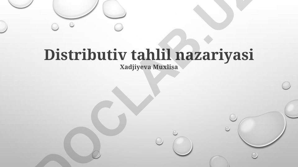 Distributiv tahlil nazariyasi