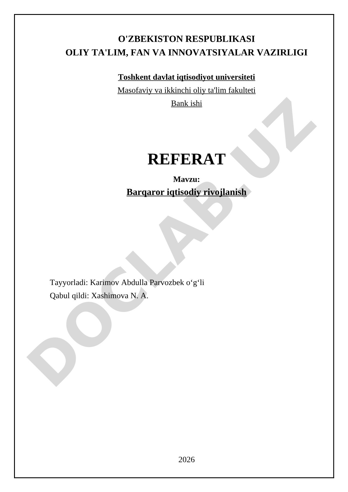 Barqaror iqtisodiy rivojlanish