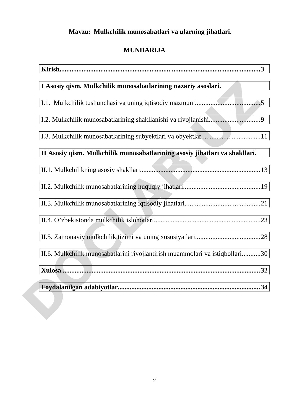 Mulkchilik munosabatlari va ularning jihatlari