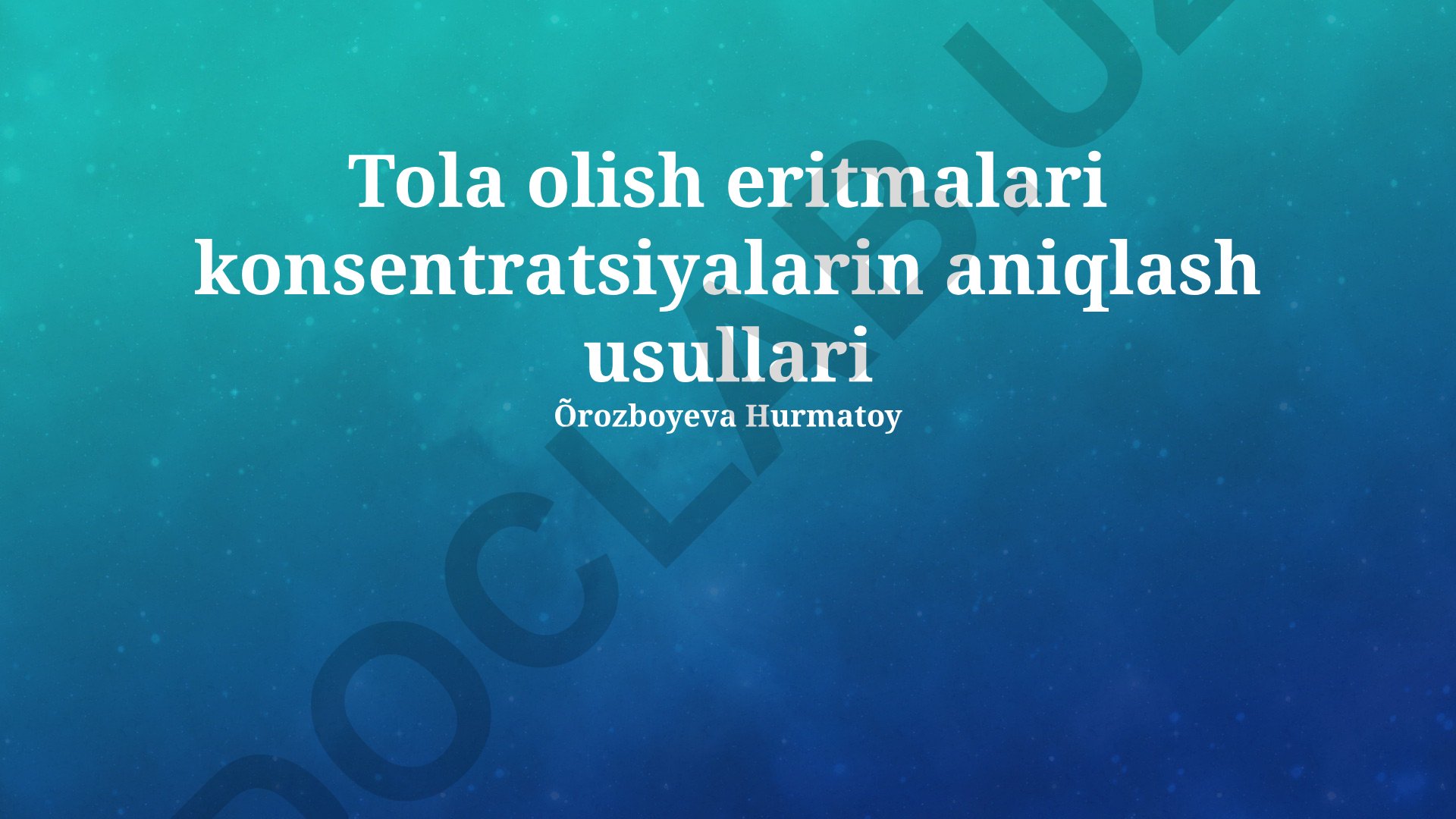 Tola olish eritmalari konsentratsiyalarin aniqlash usullari