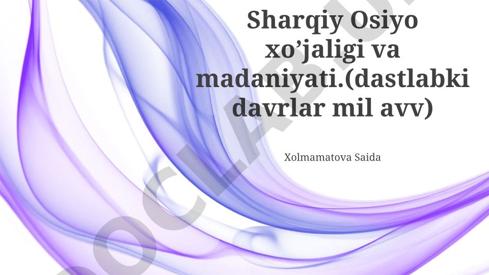 Sharqiy Osiyo xo'jaligi va madaniyati (miloddan avvalgi davrlar)