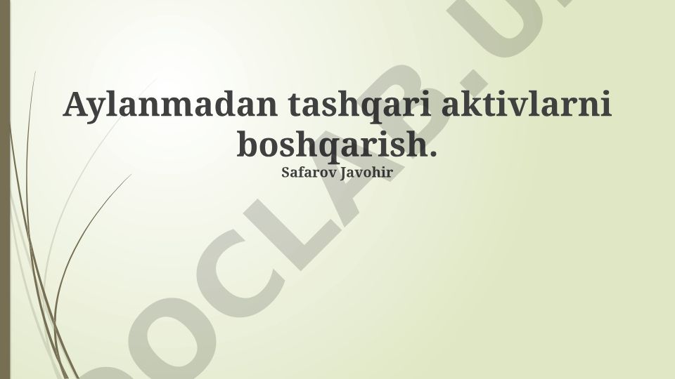 Aylanmadan tashqari aktivlarni boshqarish