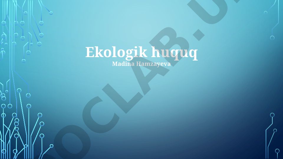Ekologik huquqning asosiy tushunchalari va tamoyillari