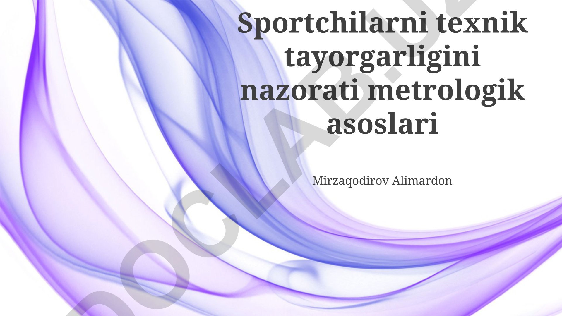 Sportchilarni texnik tayorgarligini nazorati metrologik asoslari