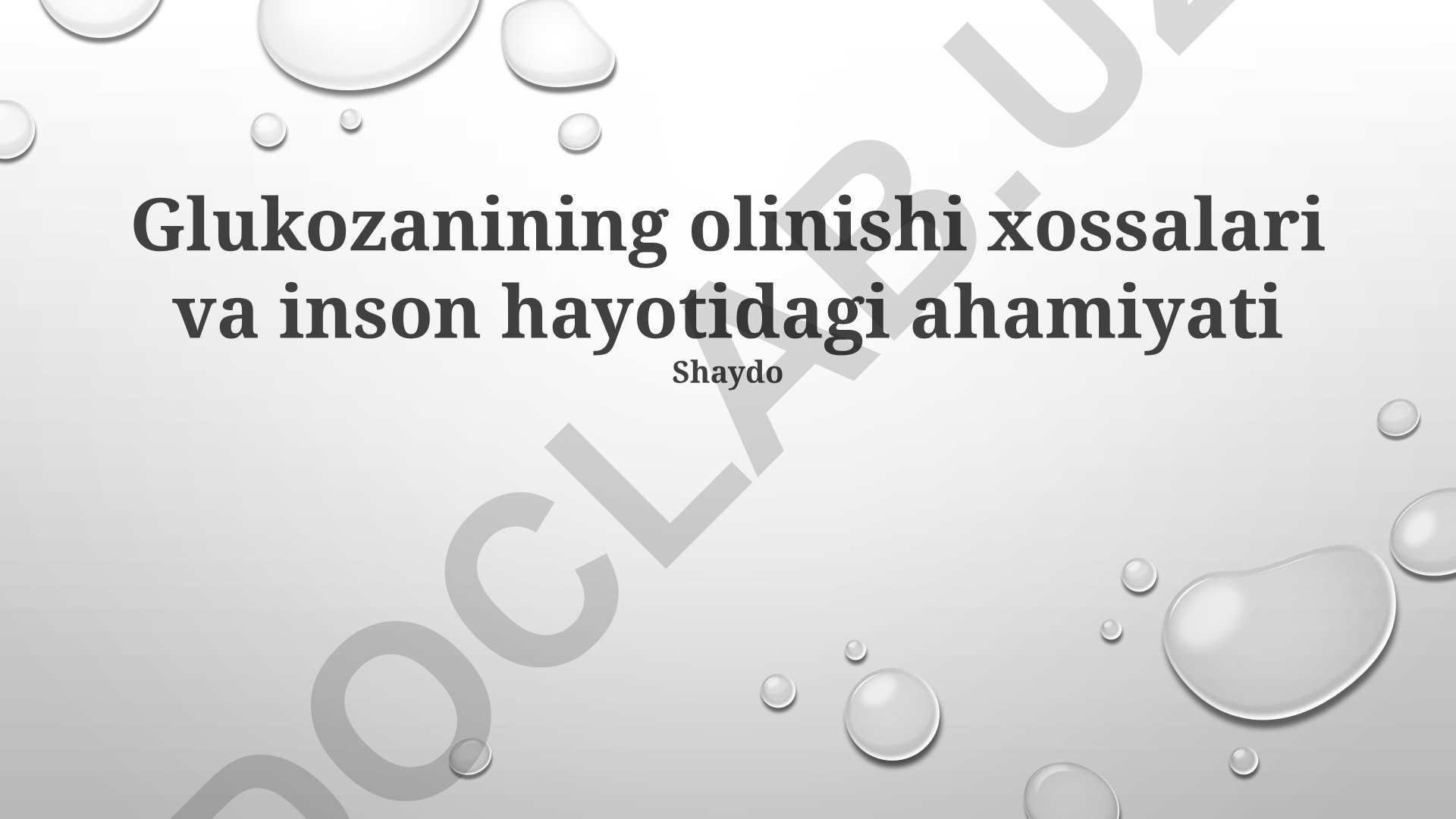 Glyukoza so'rilishi mexanizmi va inson hayotidagi ahamiyati