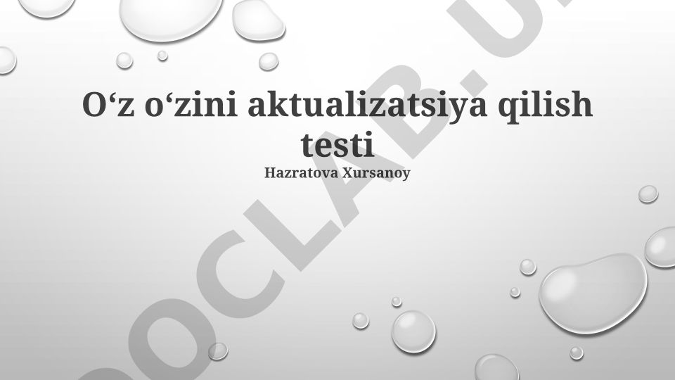 O'z-o'zini anglash testlari va natijalarini talqin qilish