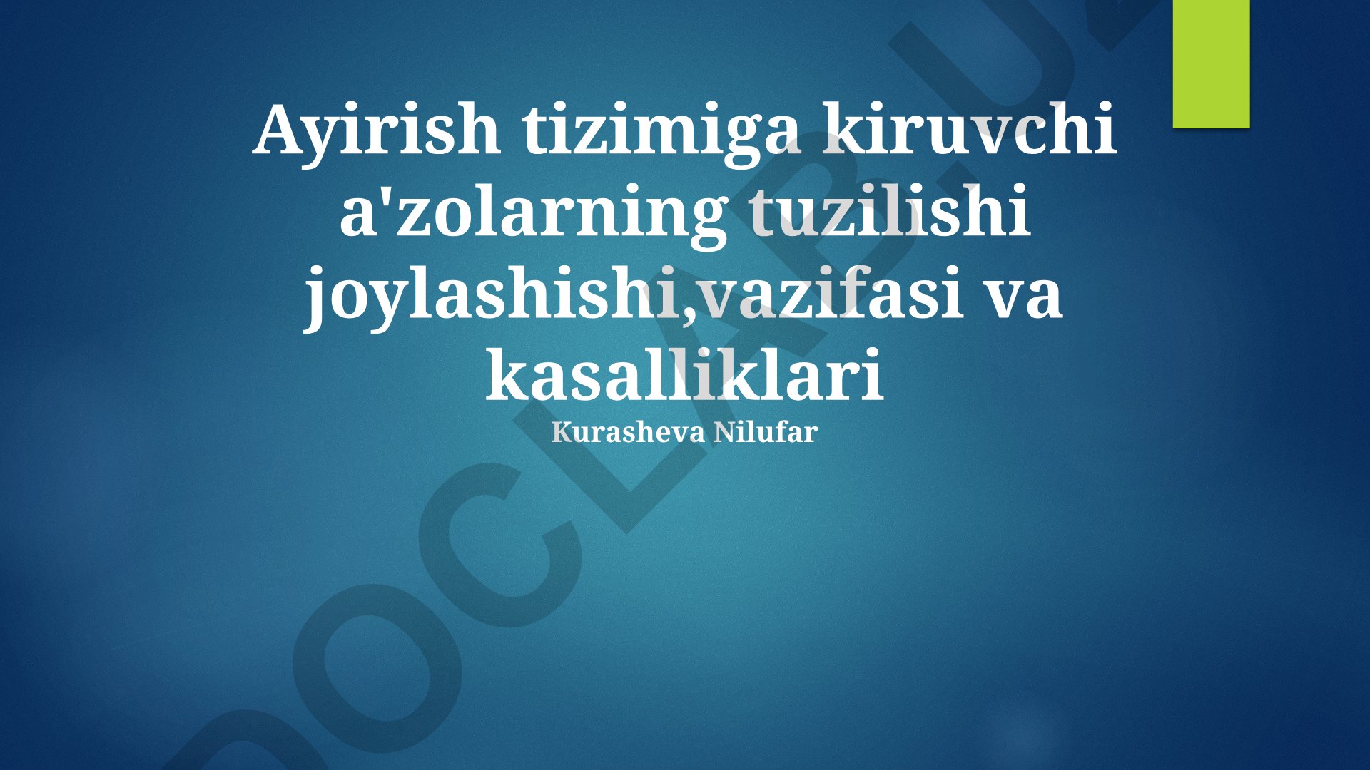 Ekskretsiya tizimi organlarining tuzilishi, joylashuvi, vazifasi va kasalliklari