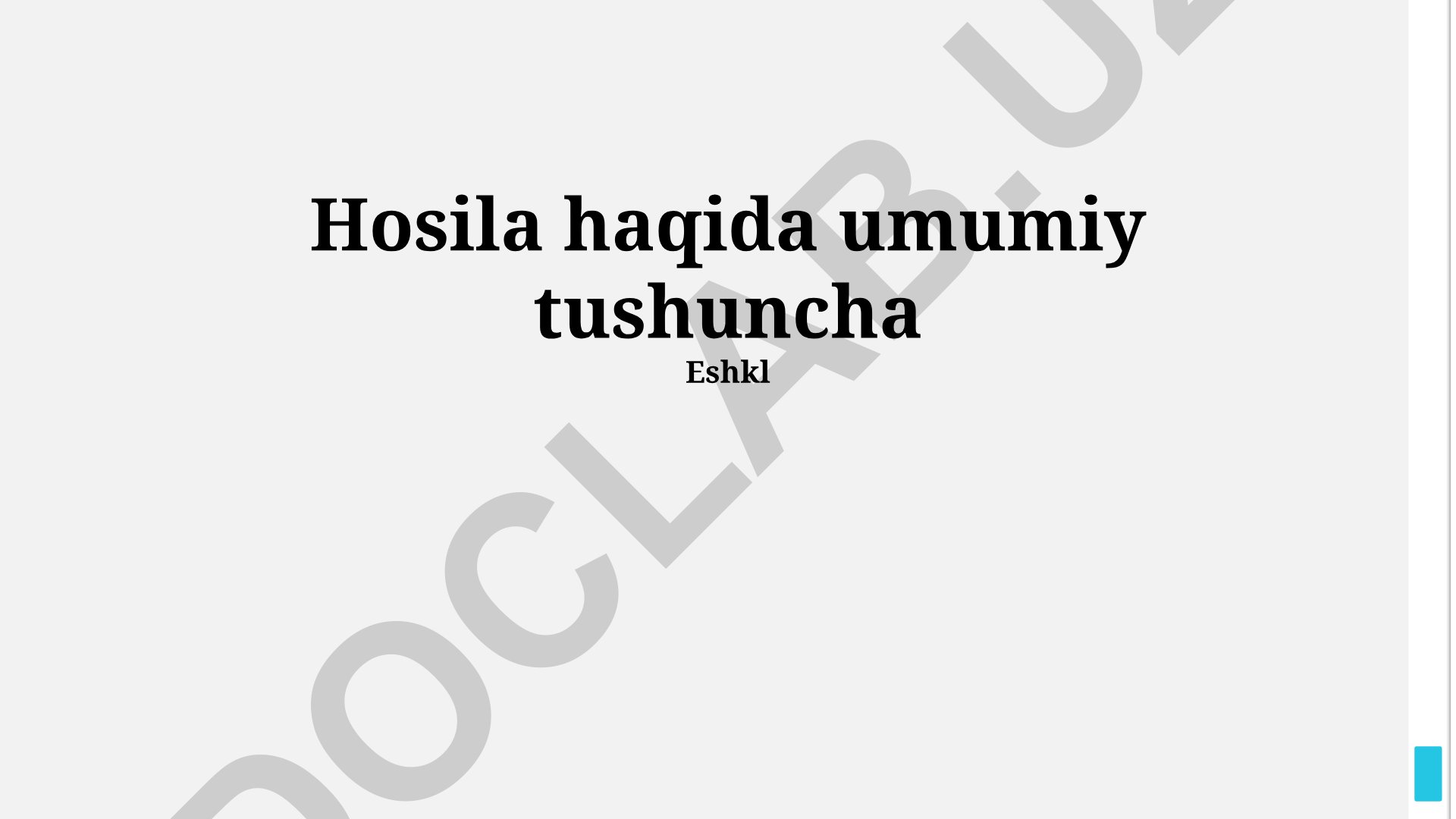 Hosila tushunchasi, foydalanish sohalari va turlari
