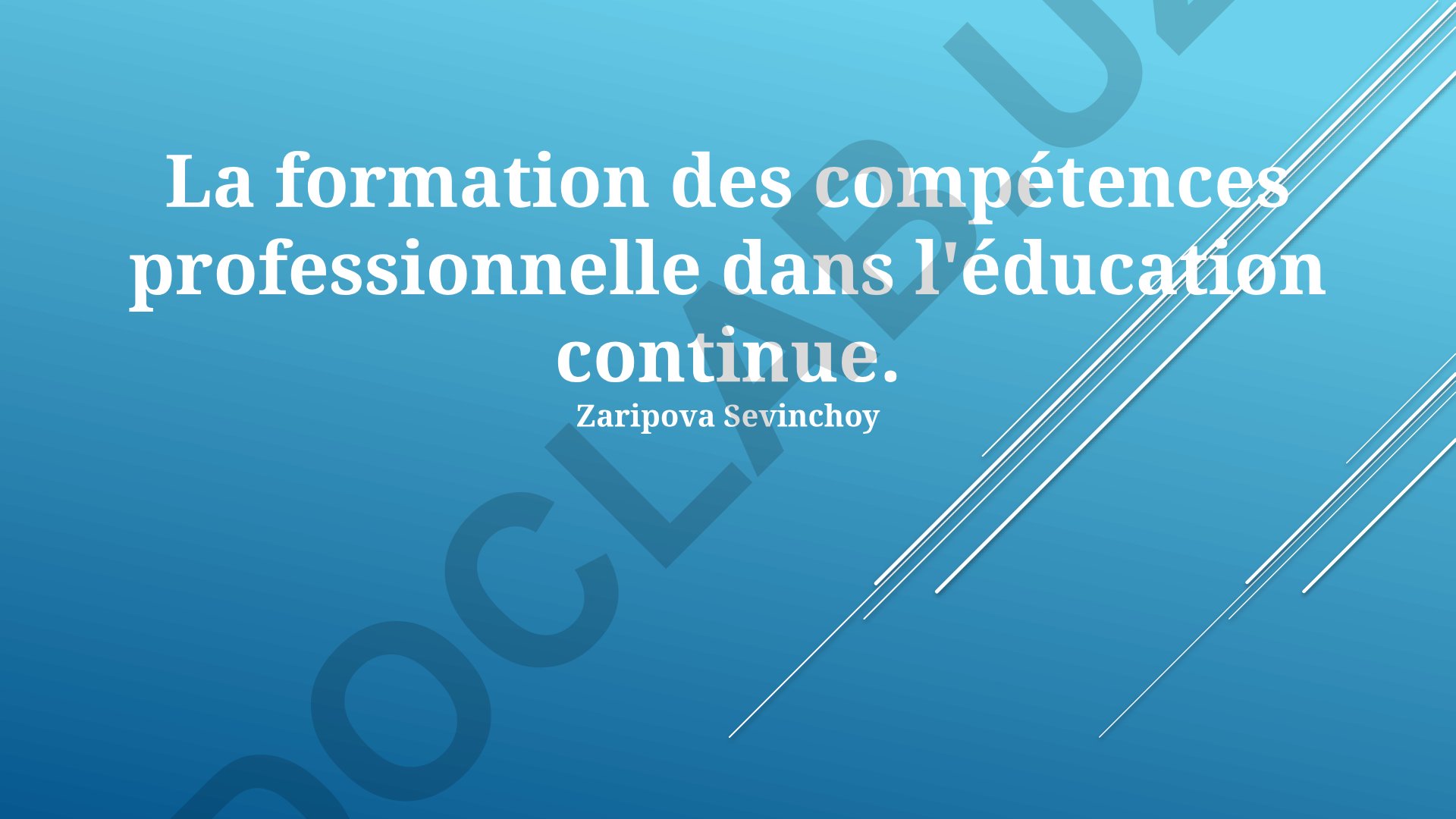 La formation des compétences professionnelles dans l'éducation continue
