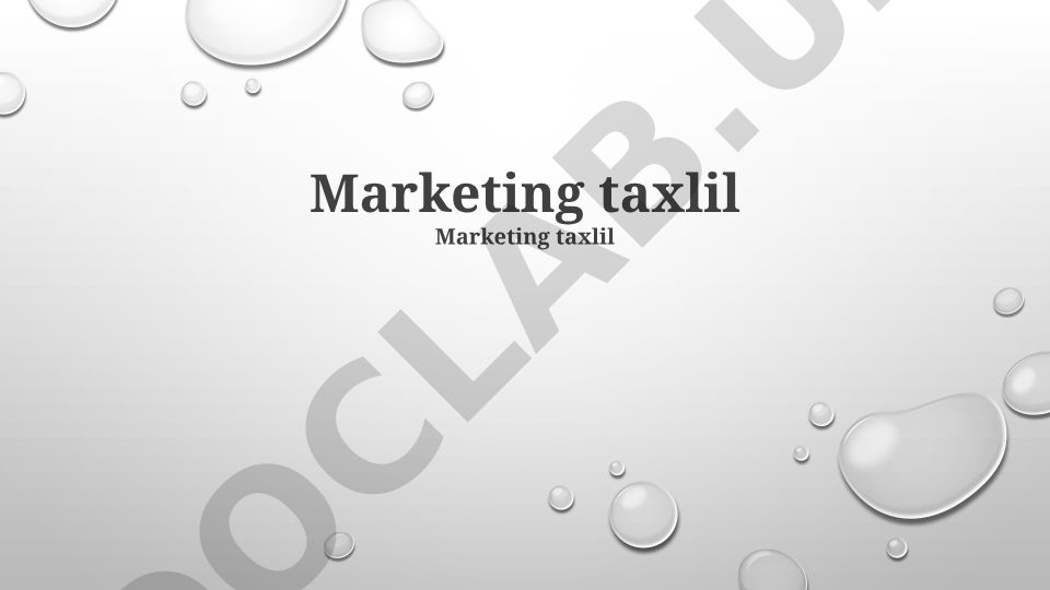 Marketing tahlili va soliq strategiyasi
