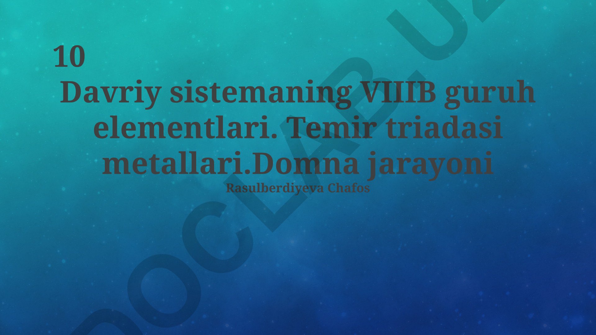 VIIIB guruh elementlari va temir triadasi metallari