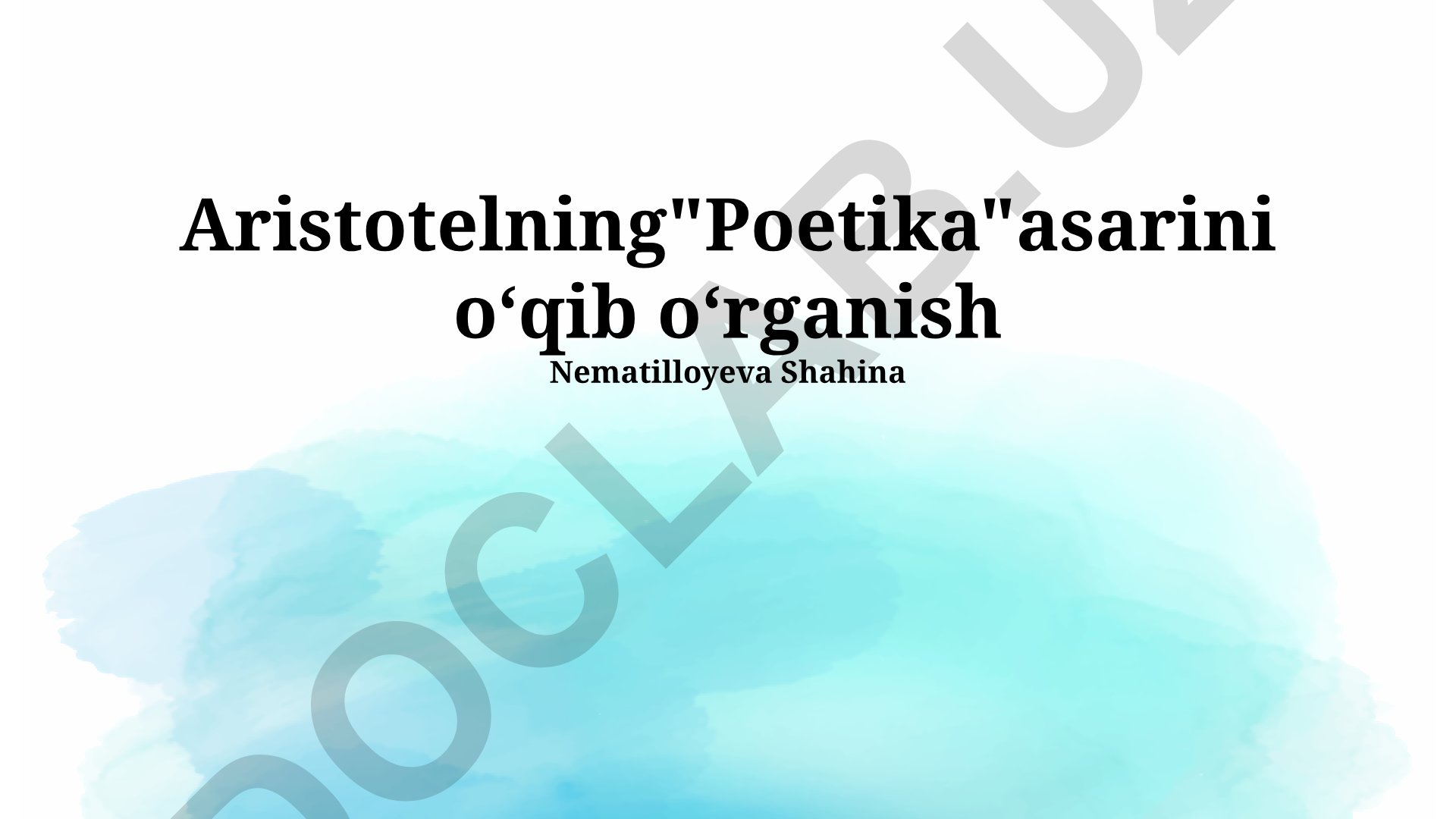 Aristotelning "Poetika" asarida tragediya elementlari va tuzilishi