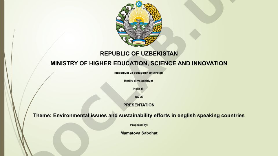 Environmental issues and sustainability efforts in english speaking countries