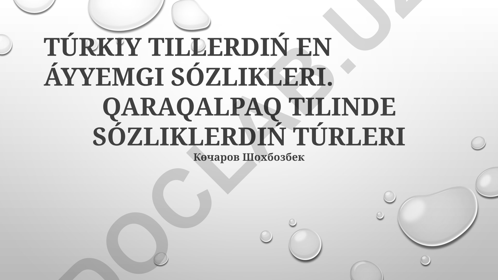 Qaraqalpoq tili lug'atlarining tarixi, tahlili va turlari