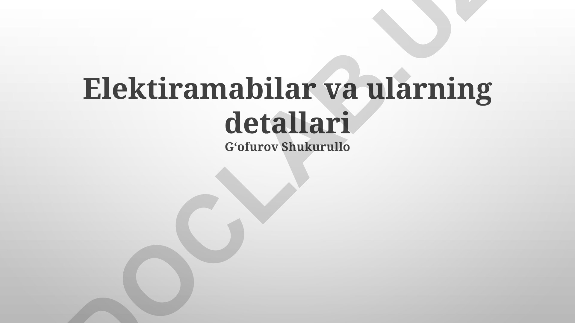 Elektr avtomobillar va ularning detallari