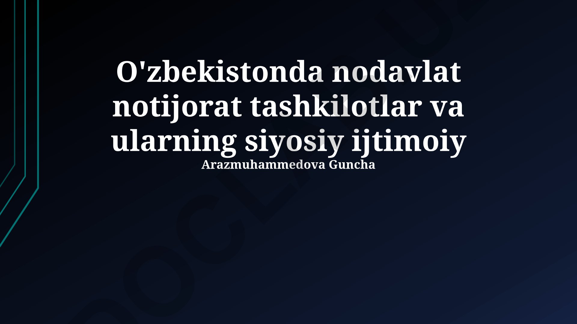 O'zbekistonda nodavlat notijorat tashkilotlar va ularning siyosiy ijtimoiy roli