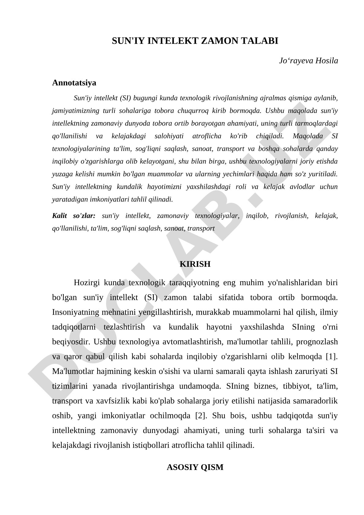 Sun'iy intellekt zamon talabi