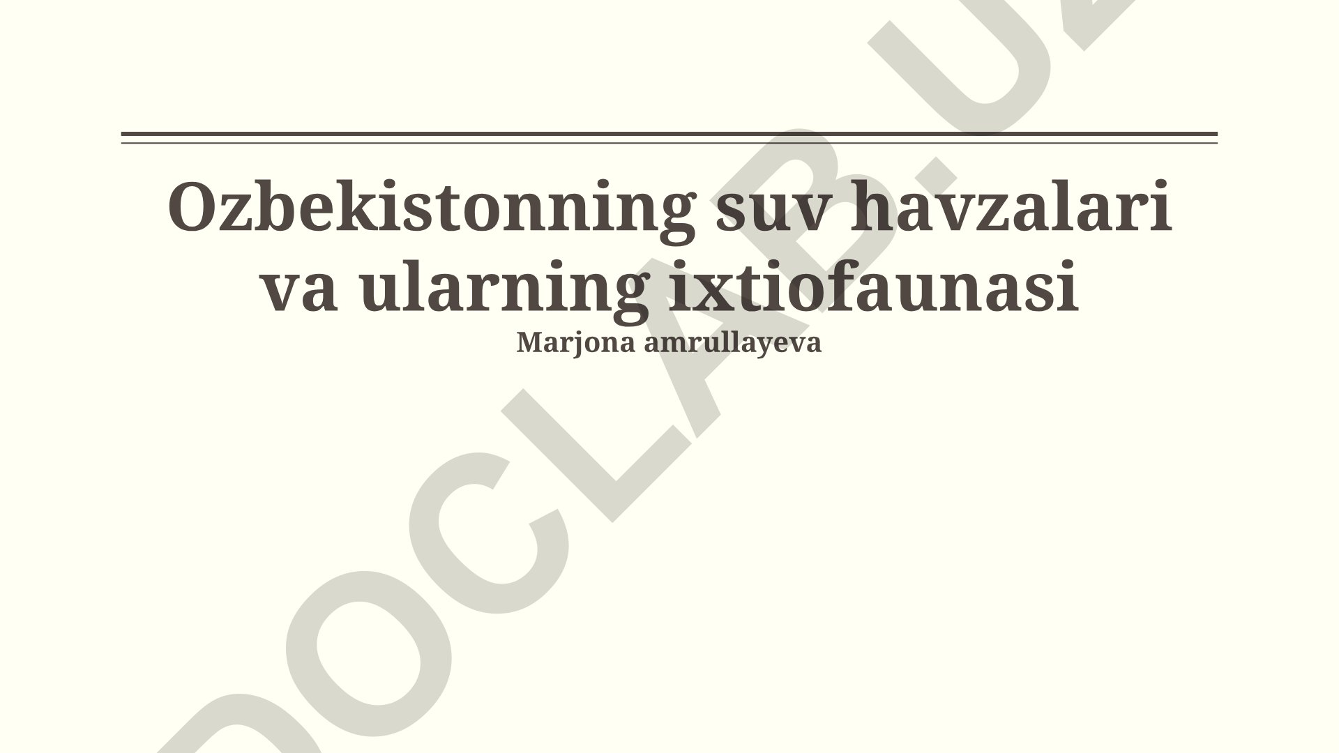 O'zbekiston suv havzalari va ularning ixtiofaunasi