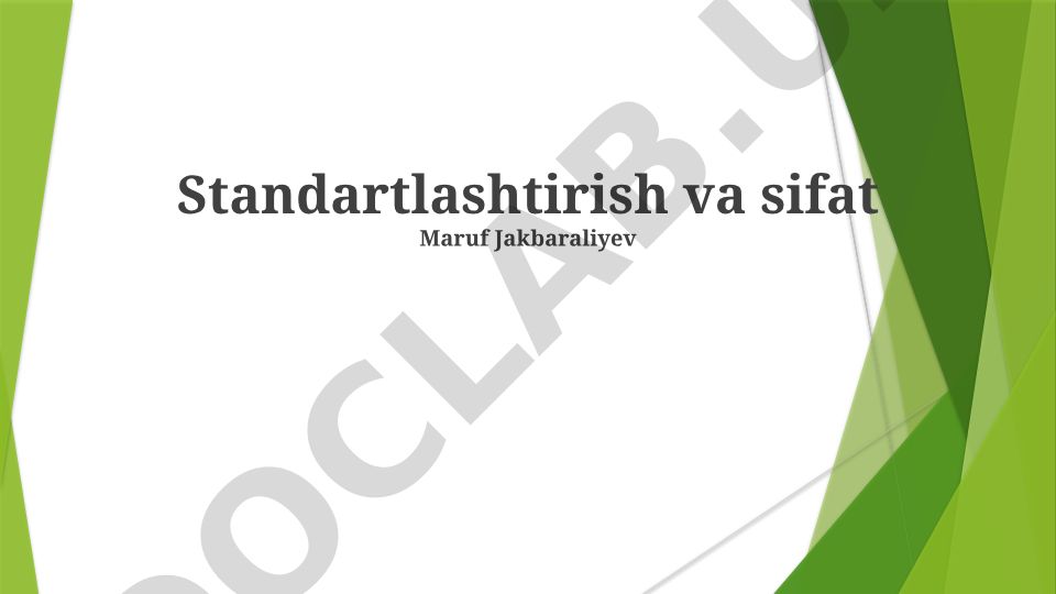 Standartlashtirish va sifat