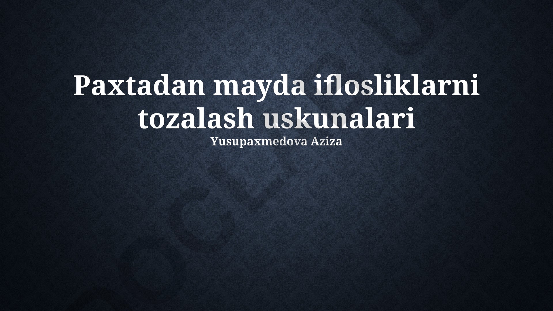 Paxtadan mayda iflosliklarni tozalash uskunalari