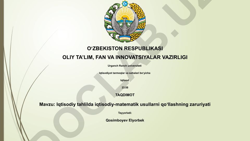 Iqtisodiy tahlilda iqtisodiy-matematik usullarni qoʻllashning zaruriyati