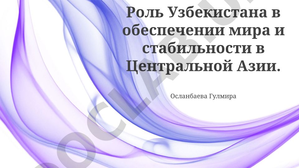 Роль Узбекистана в обеспечении мира и стабильности в Центральной Азии