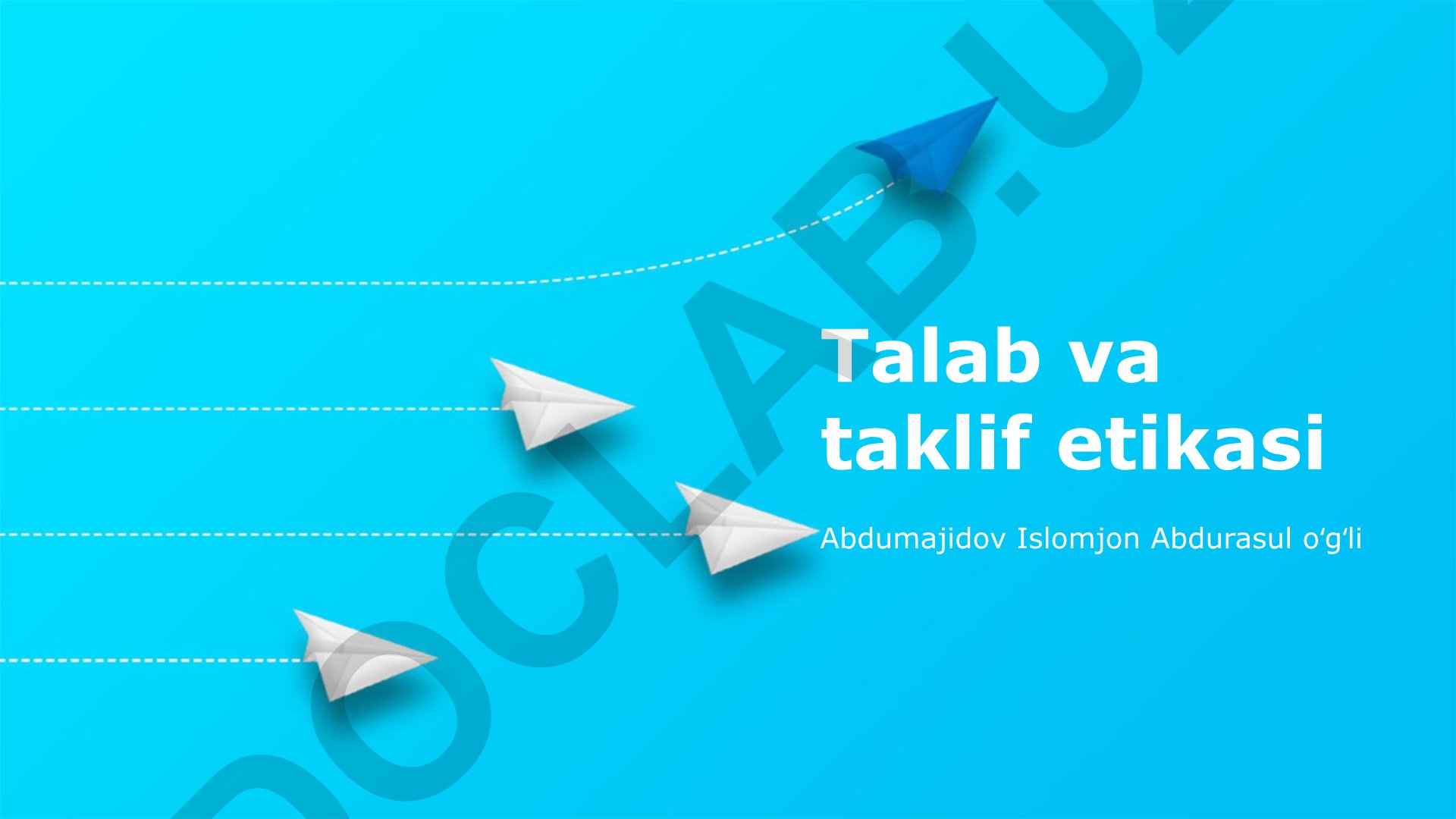 Bozor muvozanati va axloqiy muammolar amaliy misollar va yechimlar