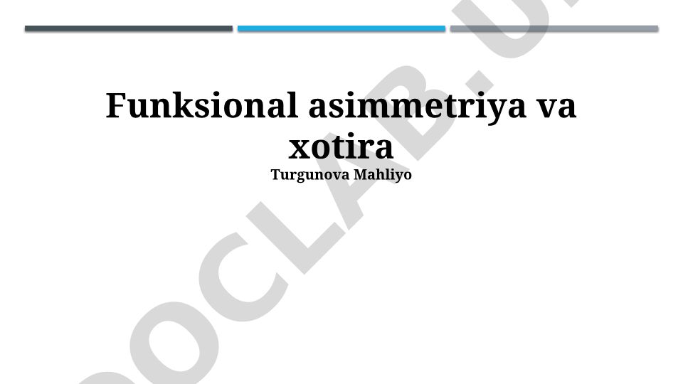Funksional asimmetriya va xotira
