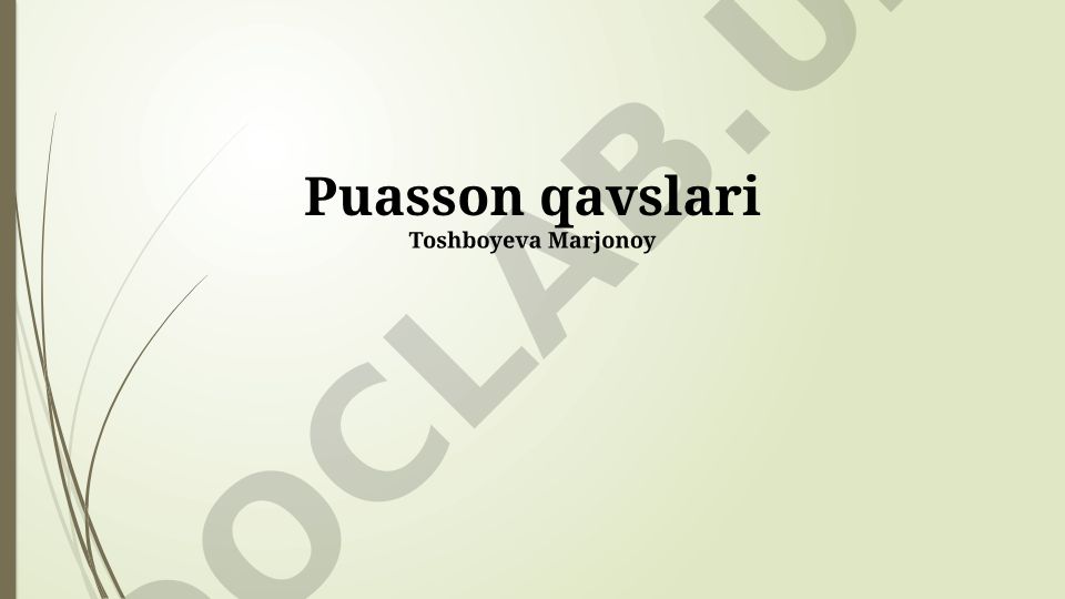 Puasson tenglamalari va ularning qo'llanilishi