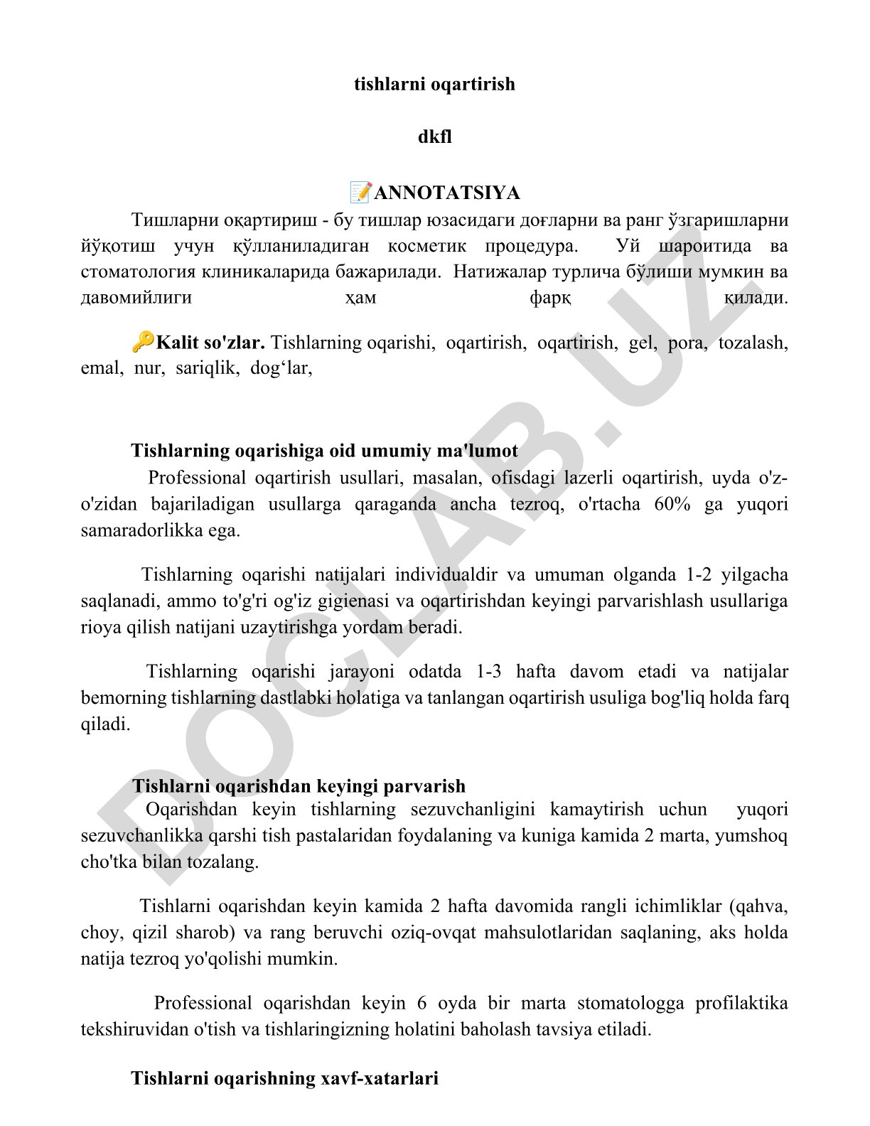 Tishlarni oqartirish