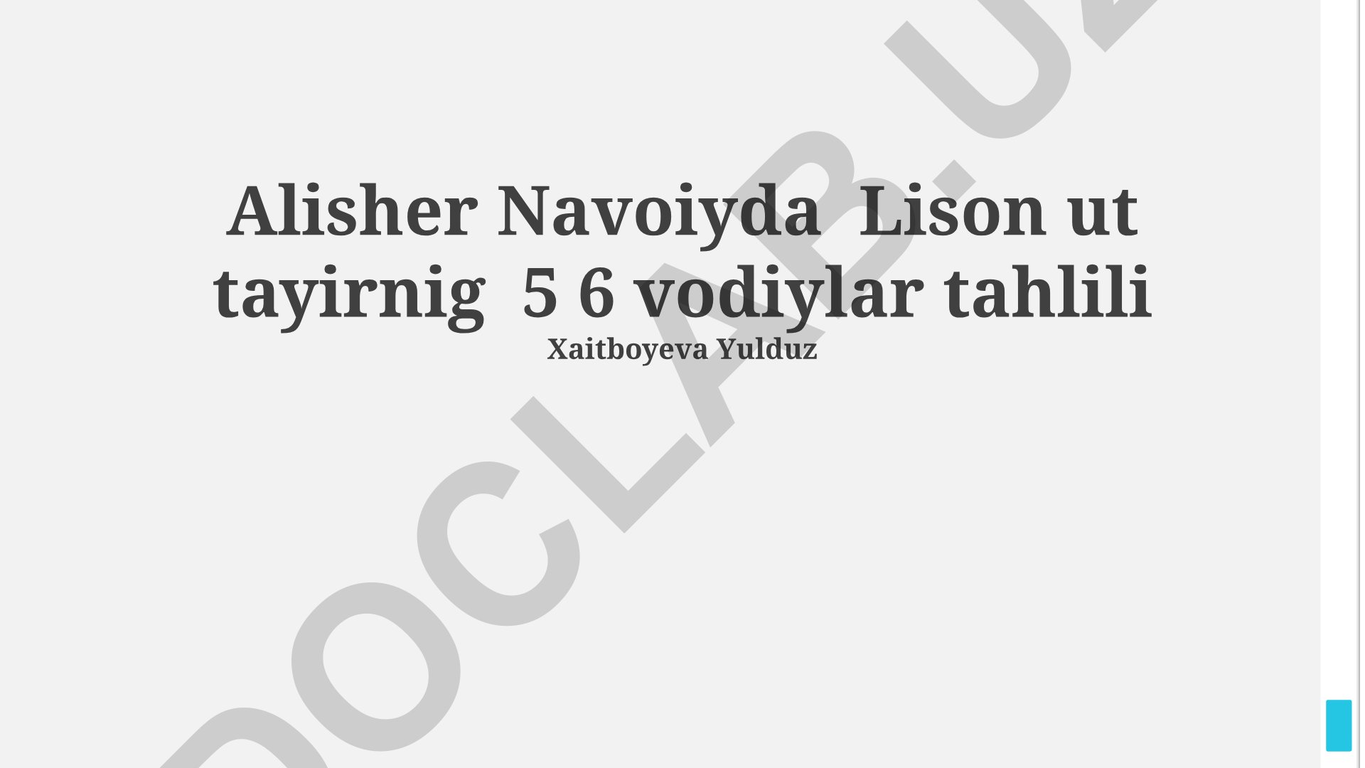 Alisher Navoiyning "Lison ut tayr" asaridagi 5-6 vodiylar tahlili