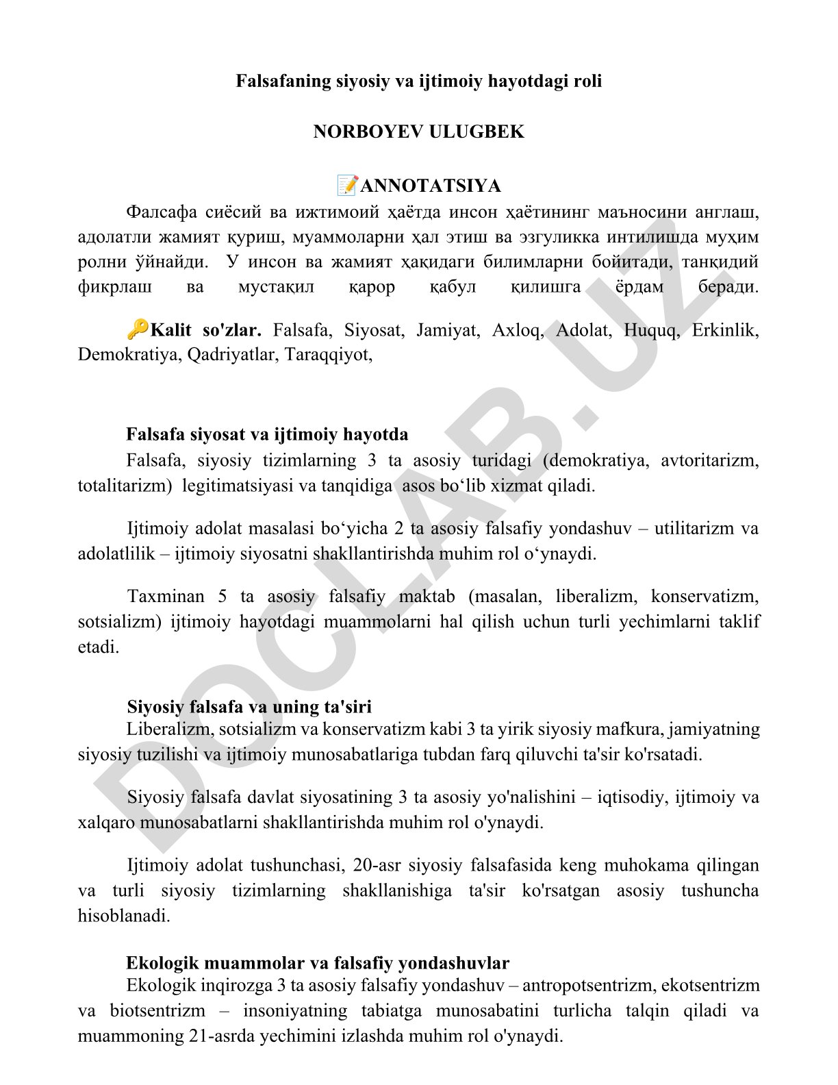Falsafaning siyosiy va ijtimoiy hayotdagi roli
