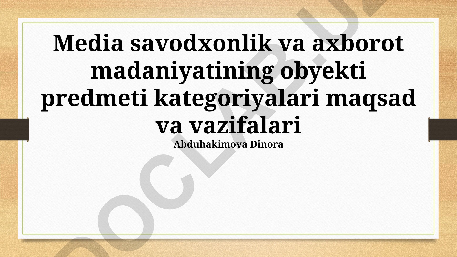 Media savodxonlik va axborot madaniyati