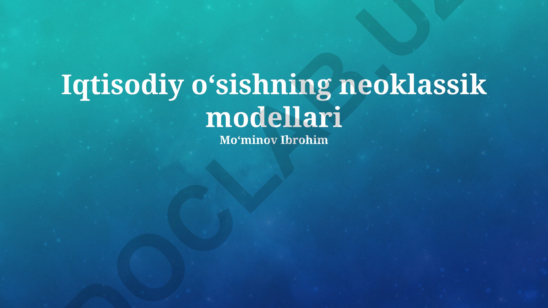 Iqtisodiy oʻsishning neoklassik modellari