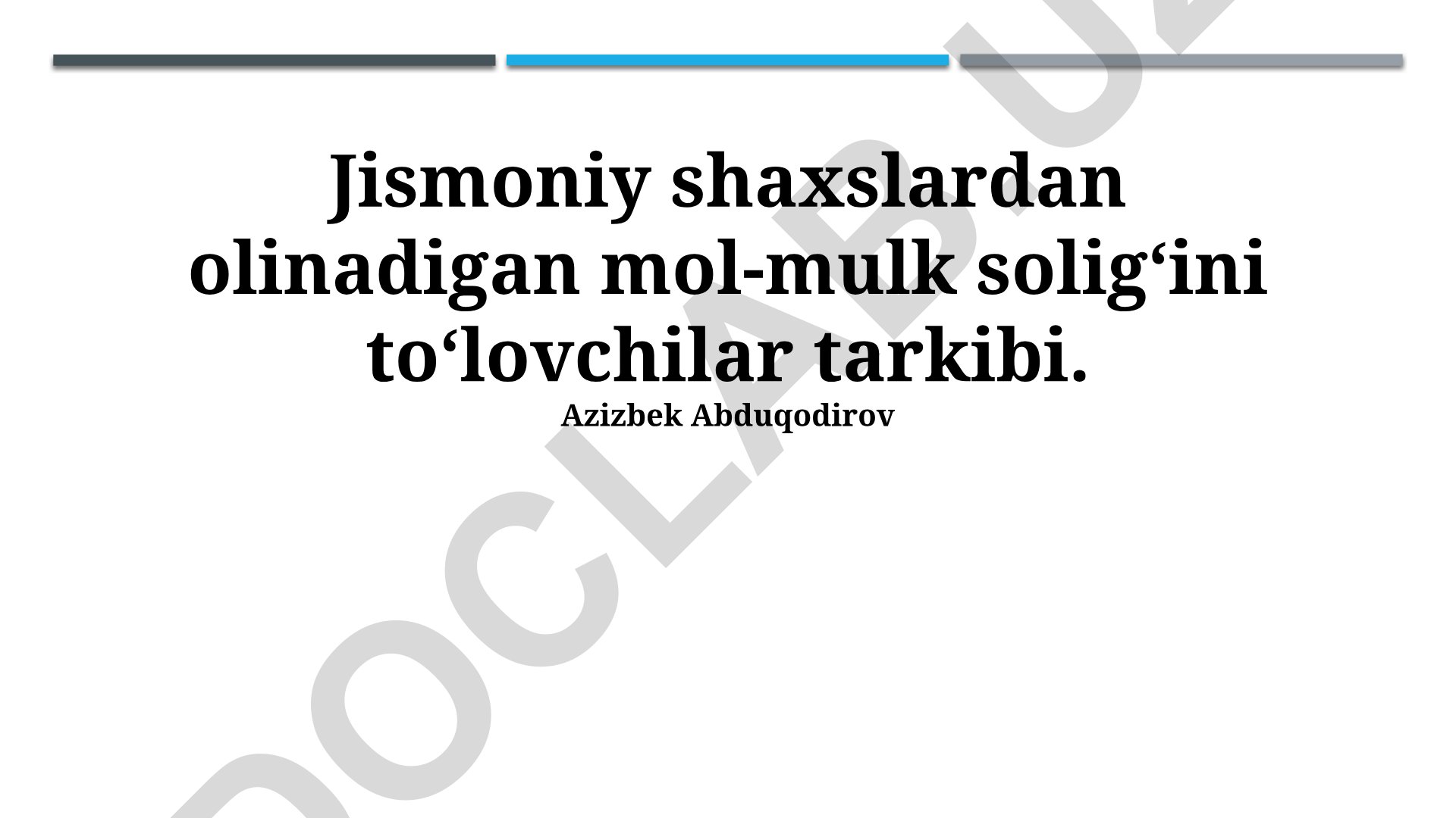 Jismoniy shaxslardan olinadigan mol-mulk soligʻini toʻlovchilar tarkibi