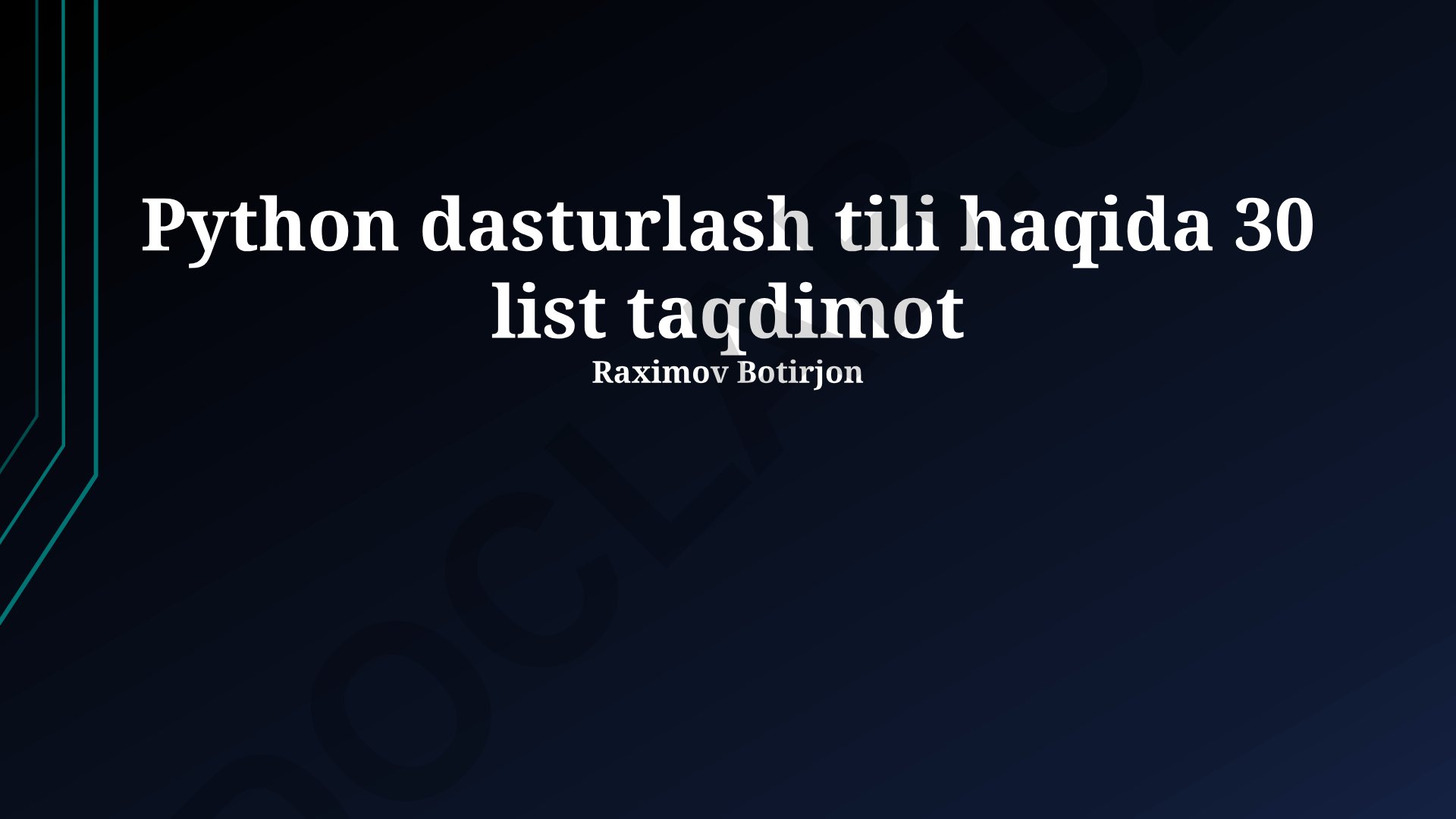 Python dasturlash tili asoslari va OOP tushunchalari