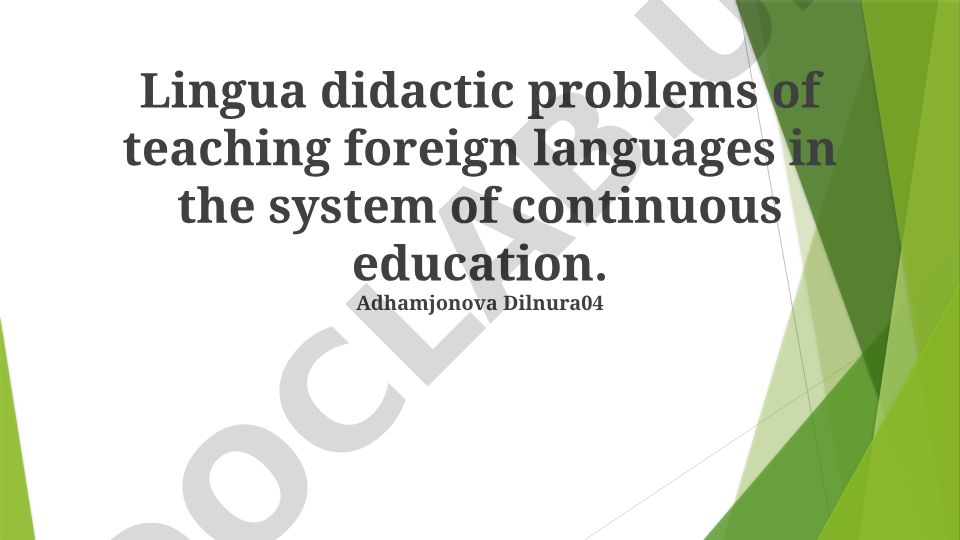 Lingua didactic problems of teaching foreign languages in the system of continuous education